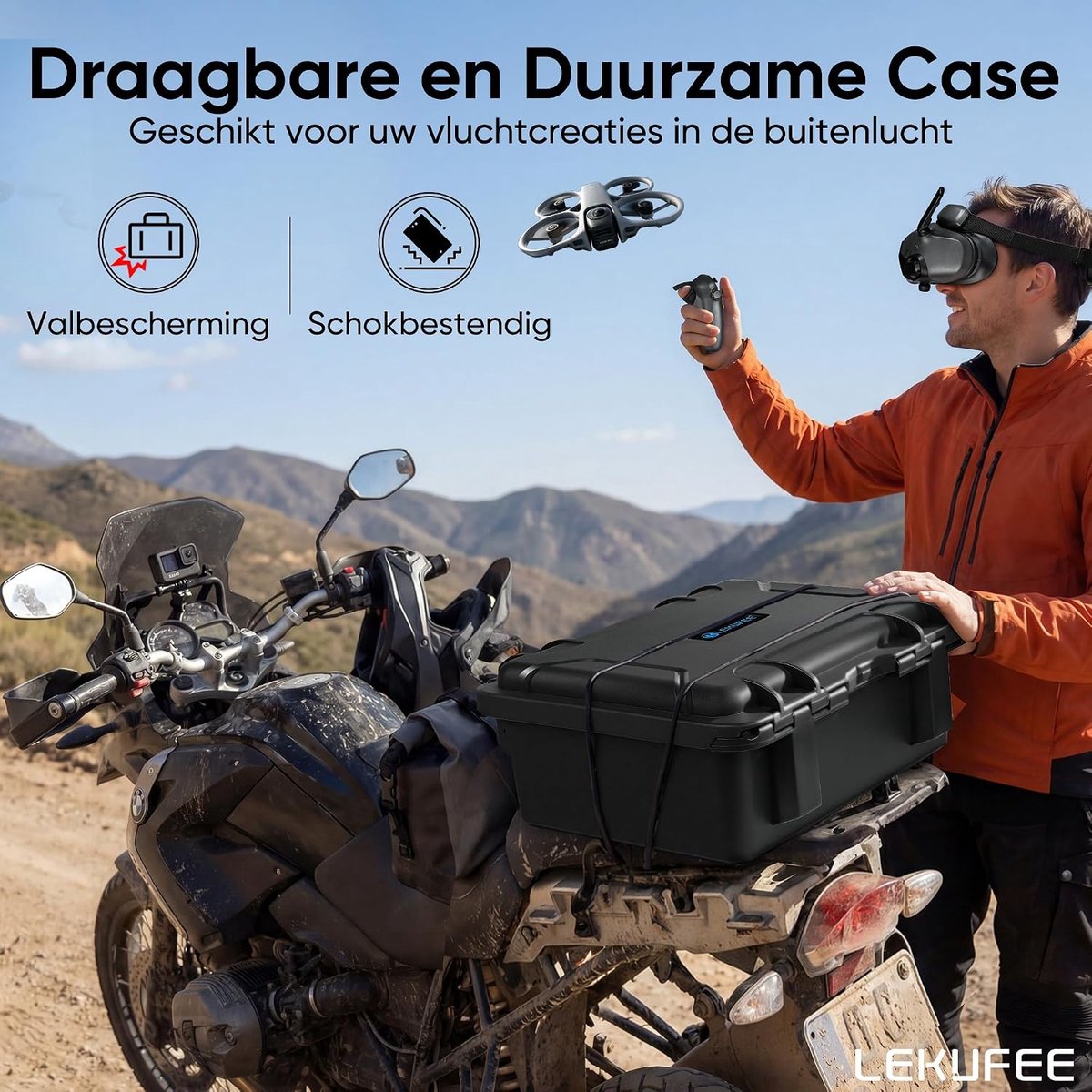 waterdichte harde draagkoffer voor DJI Avata 360 drone, Motion Fly More Combo, batterijen (5 stuks), Goggles N3/3, RC Motion 3, DJI RC 2/N3/N2, FPV-controller 3 en accessoires (alleen koffe – foto 6
