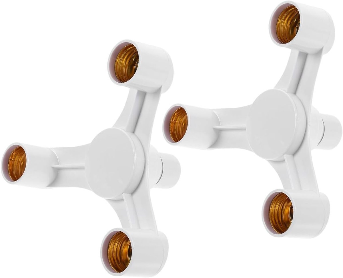 E27 Lamp Socket 2-Pack met 3 Hoofden, Y-vormige Splitter voor LED Lampen en Lampenhouders in Wit