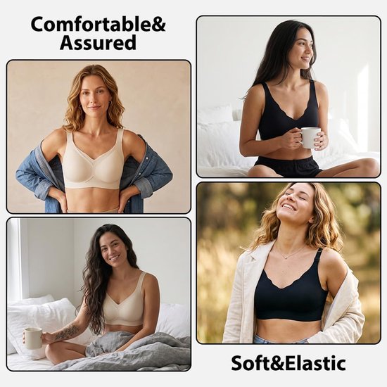 Beugelloze beha met Jelly Stripes voor dames, ademende bralette, naadloze push-up beha met zijversterking en anti-verlaaging, verstelbare brede bandjes voor dagelijks gebruik en slaap, L — afbeelding 4