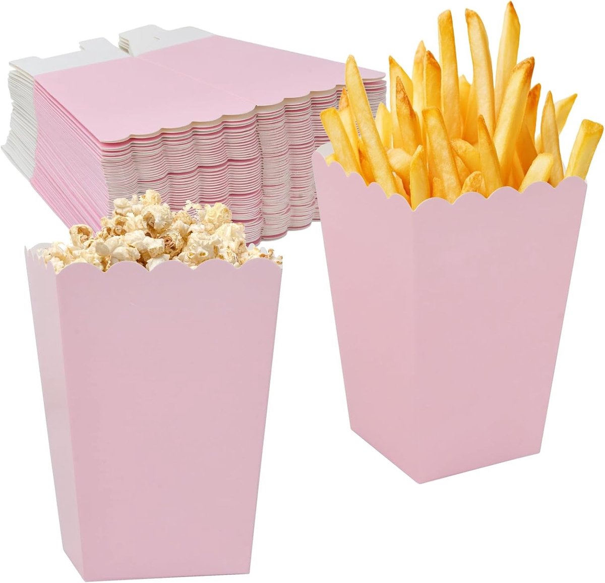 Kleine Popcorn Dozen - 50 Stuks - Ideaal voor Feesten, Verjaardagen en Filmavonden - Roze Popcornzakken voor Carnaval en Bruiloften