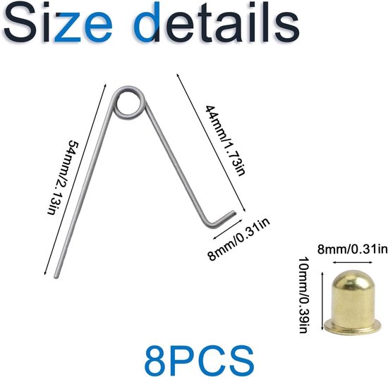 Tent Pole Klemmen - 8 Stuks Kayak Paddle Veer Snap Clips van Koolstofstaal voor Kamperen en Peddelen, Geschikt voor 8mm Knoppen en Tentpalen — afbeelding 5