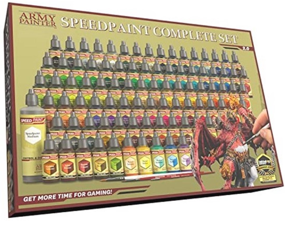Speedpaint Complete Verfset 2.0 - 90 x 18 ml Acrylverf met Metallics, Medium & Penseelset voor Miniaturen