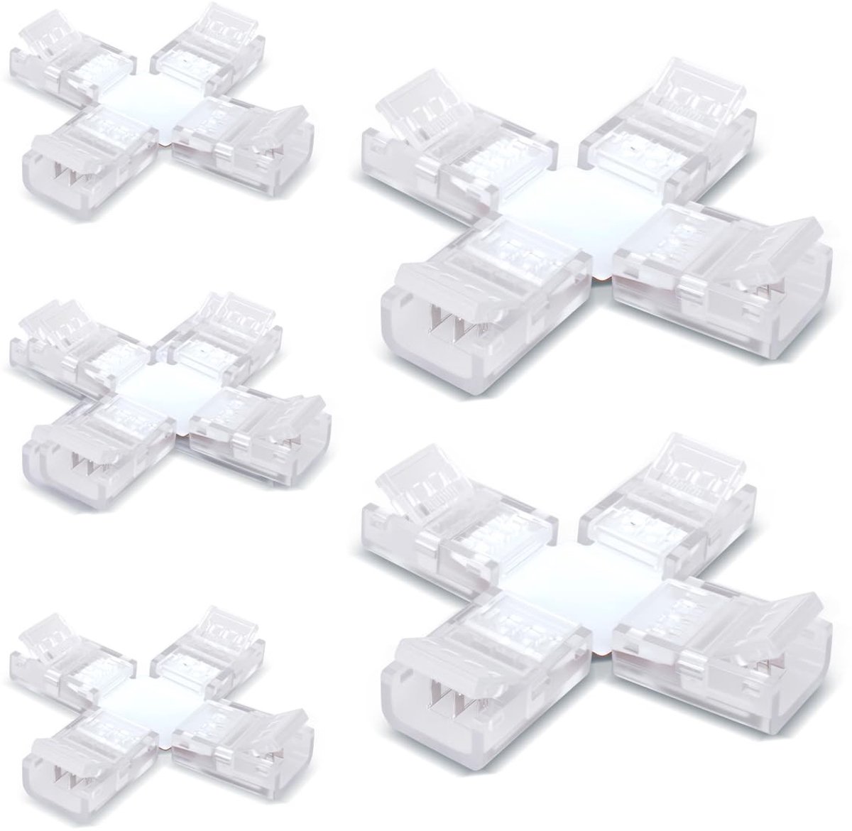 Stripconnectoren voor 10MM 3-Pin LED Verlichting - Set van 5 Stuks, Dubbelzijdige en Kruisverbindingen