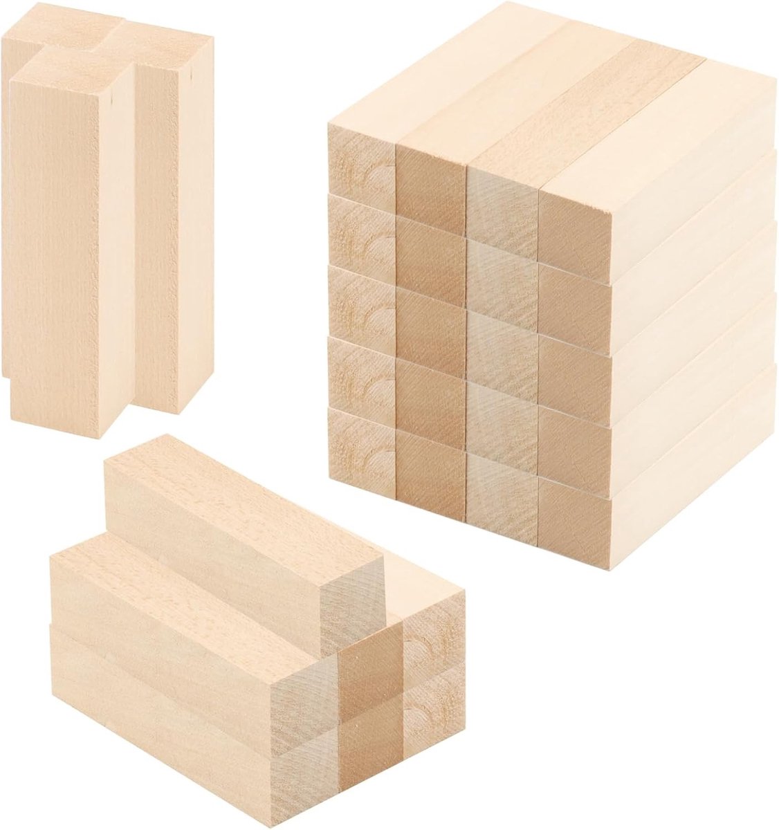 30 Stuks Onbewerkte Houten Blokken voor Houtsnijwerk, Ideaal voor DIY Projecten en Creatief Ambacht