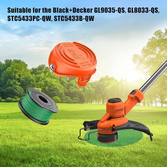 Spoelen met 90583594 Deksel, 2mm/0,08" 6,1m Spoellijnen Compatibel met de Black and Decker A6486 GL9035, GL8033, GL7033 (4 Spoelen + 1 Deksel) — afbeelding 2