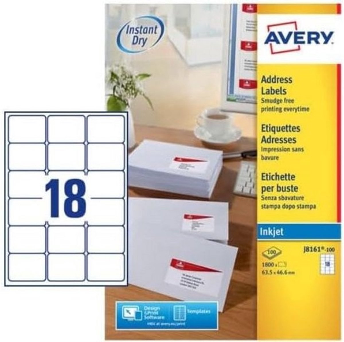 Grote Verpakking Zelfklevende Adresetiketten voor Inkjetprinters - QuickDRY & Vlekvrij