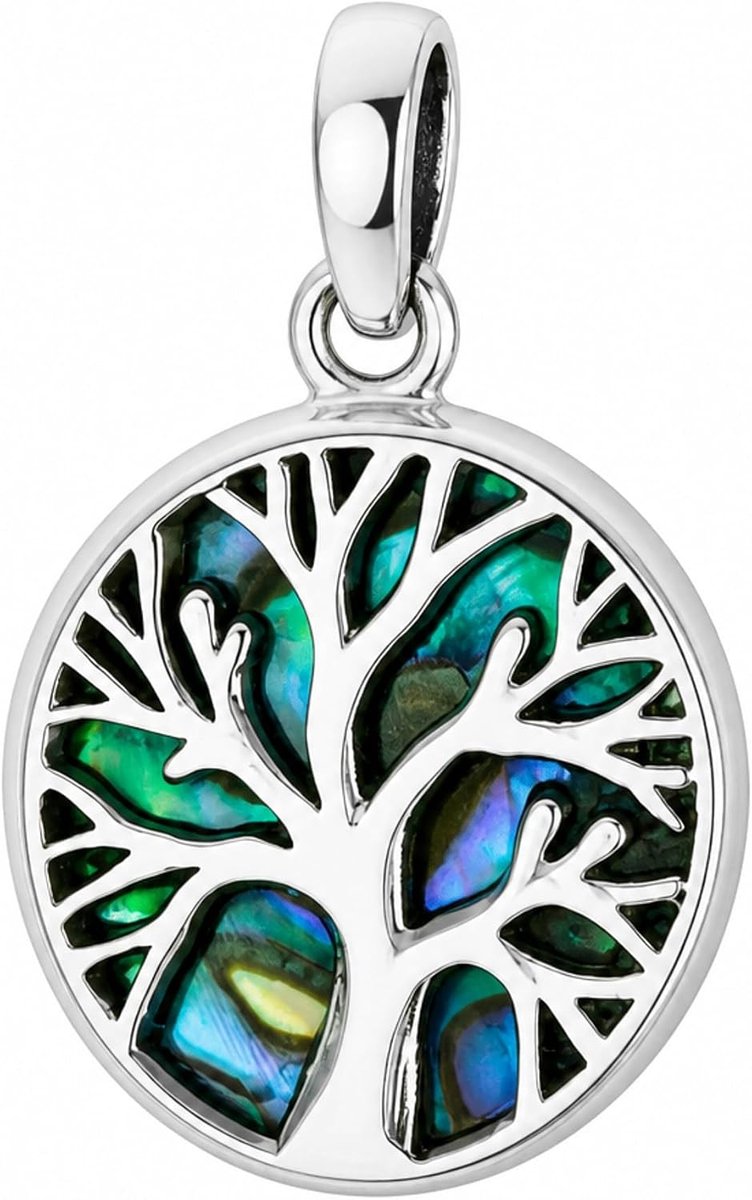 Paua schelp abalone hanger levensboom, 925 zilver, 208201 BDL mini
