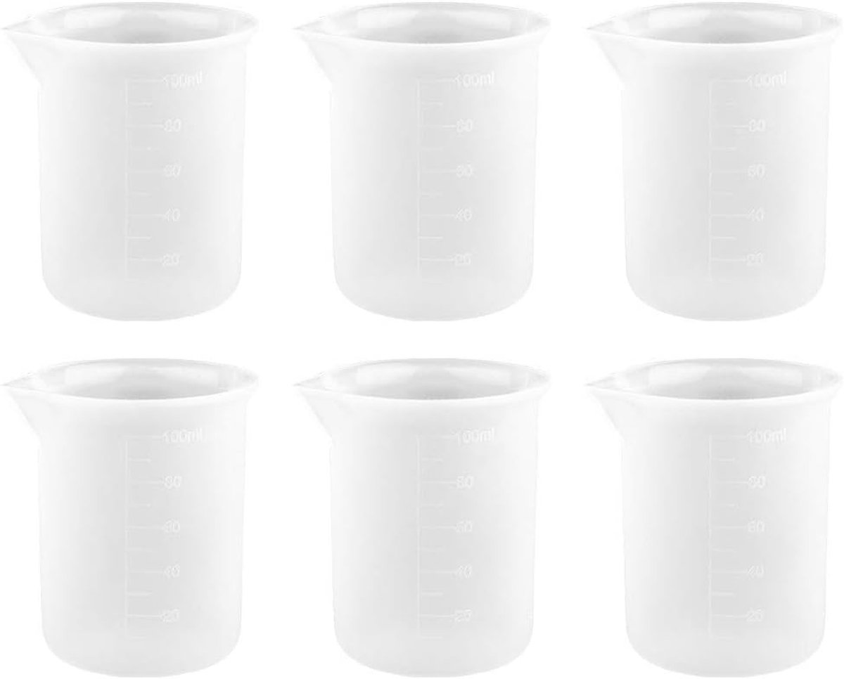 mit Herz Siliconen maatbeker anti-aanbaklaag | elk 100 ml inhoud | wit doorschijnend | 6 stuks