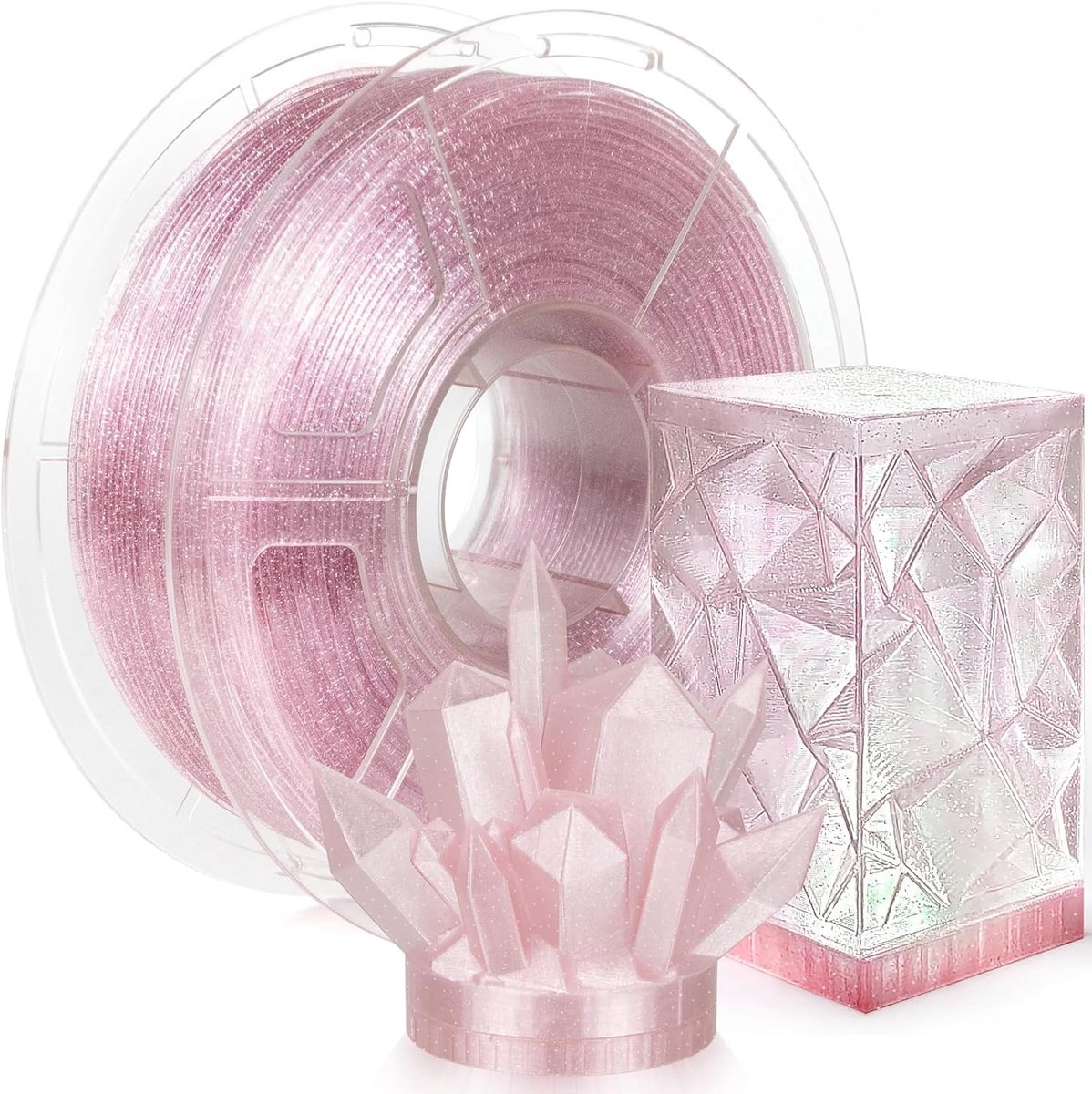 PETG Filament 1.75mm 1KG - Transparant Glitter Roze - Sterk en Duurzaam - Gladde Afdruk - ShopVlot
