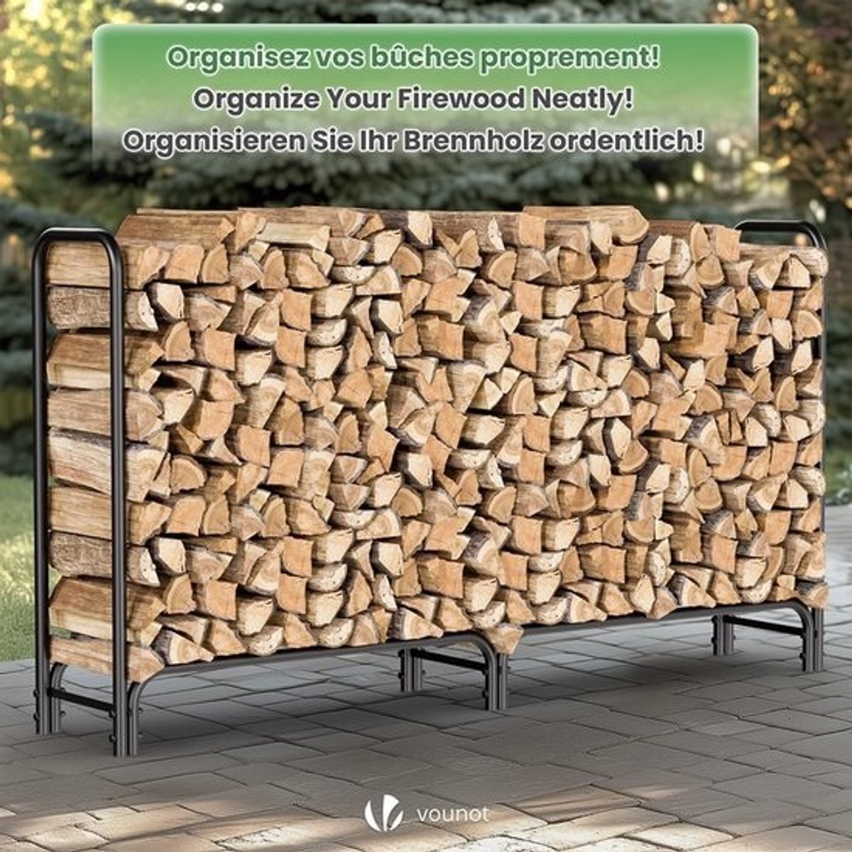 Metalen brandhoutrek voor buiten met waterdichte hoes 200x116x36 cm - Duurzaam en functioneel