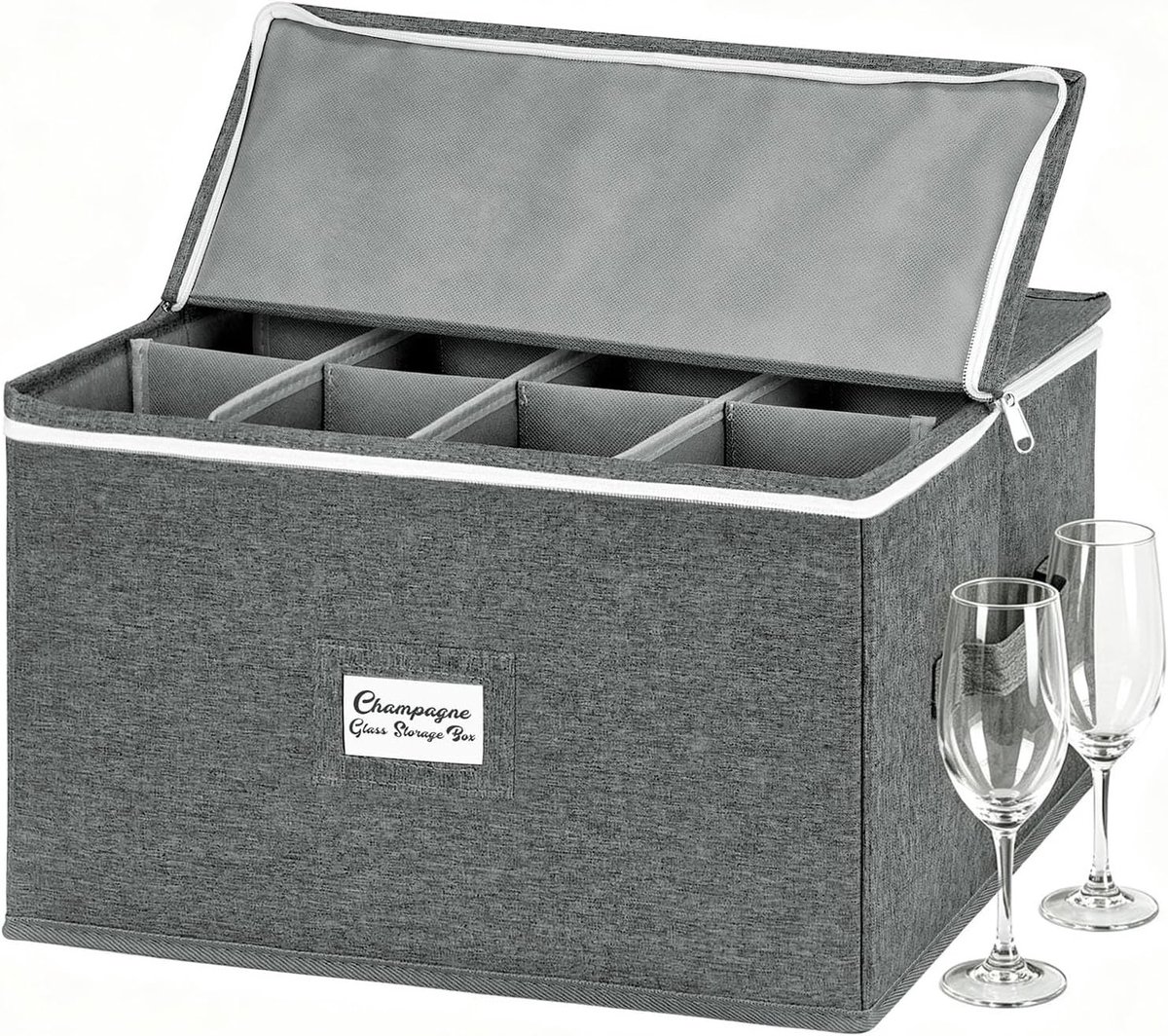 Opbergdoos voor Wijnglazen met Verdelers, Ideaal voor Witte Wijn, Champagne en Kristallen Drinkglazen