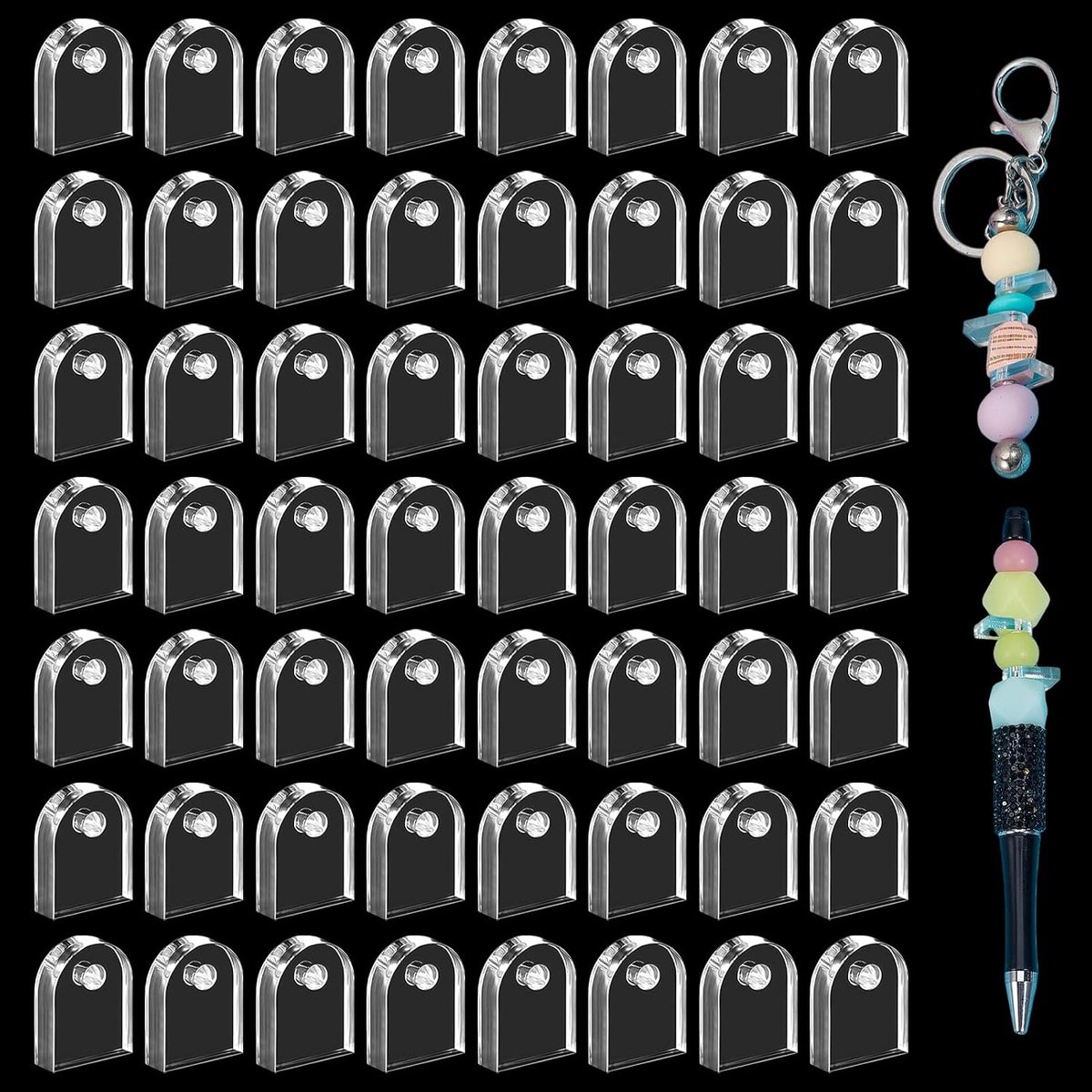 100 stuks acryl afstandhouders voor kralenstiften, heldere hangers met platte achterkant en afstandhouders voor sieraden, sleutelhangers, knutselen, doe-het-zelf penaccessoires en