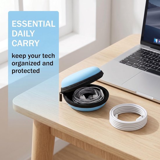 2 x mini-hoofdtelefoonetui, harde hoes met ritssluiting, voor hoofdtelefoon, sleutels en datakabel. — afbeelding 2