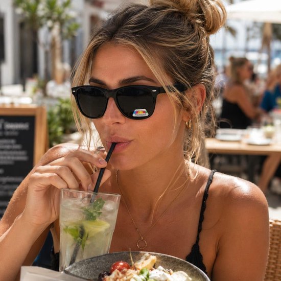 Zonnebril voor dames en heren, UV400-bescherming, CAT.3, zwarte premium zonnebril met gepolariseerde glazen, licht comfort, vrije tijd, auto, strand, vakantie, sport — afbeelding 3