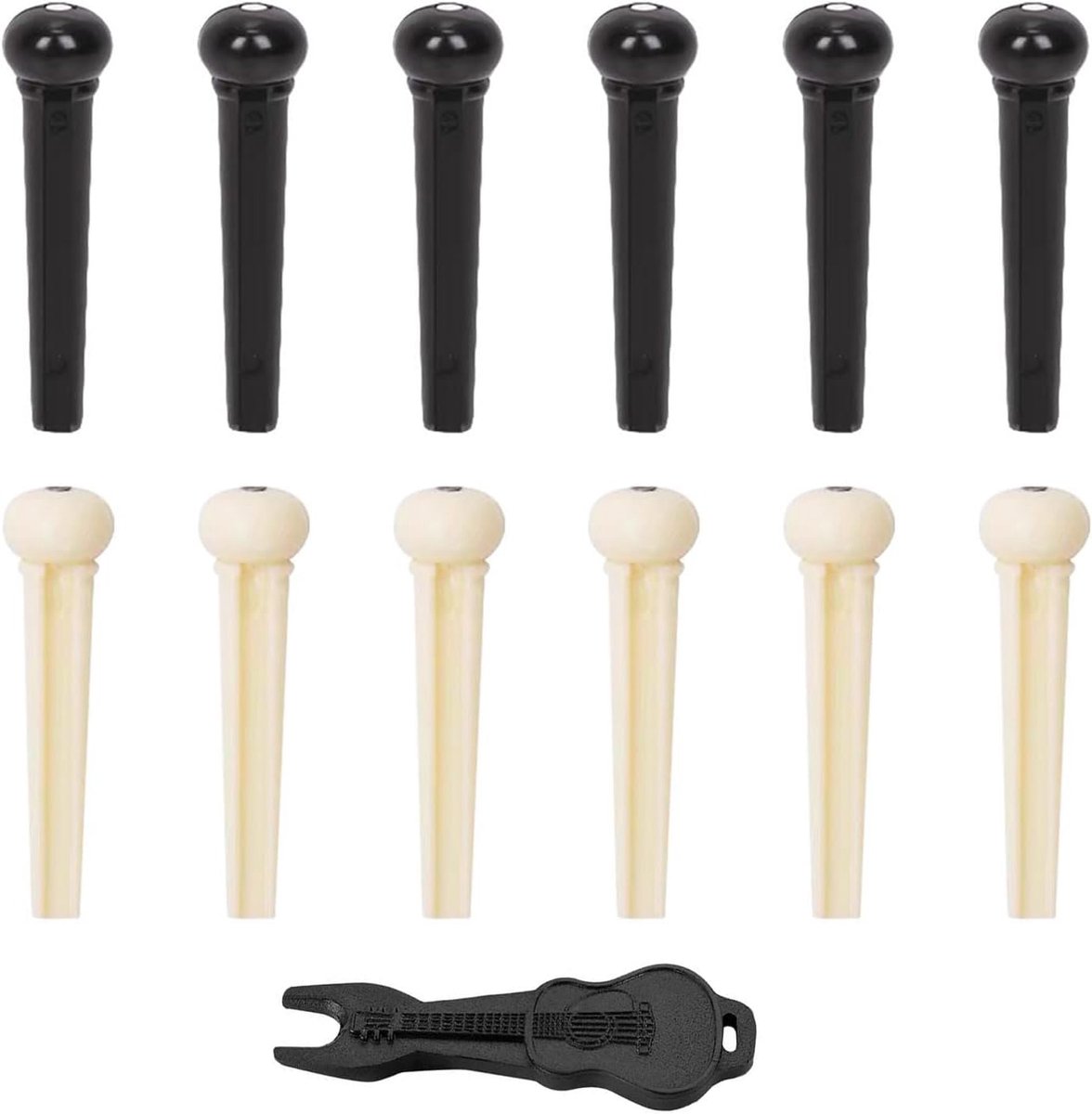 12 stuks stemnagels voor akoestische gitaren, 1 stuk gitaar-Qin, stemspijkers voor gitaarsnaren, muziekinstrument, gitaarbrugstiften, dialer-tools