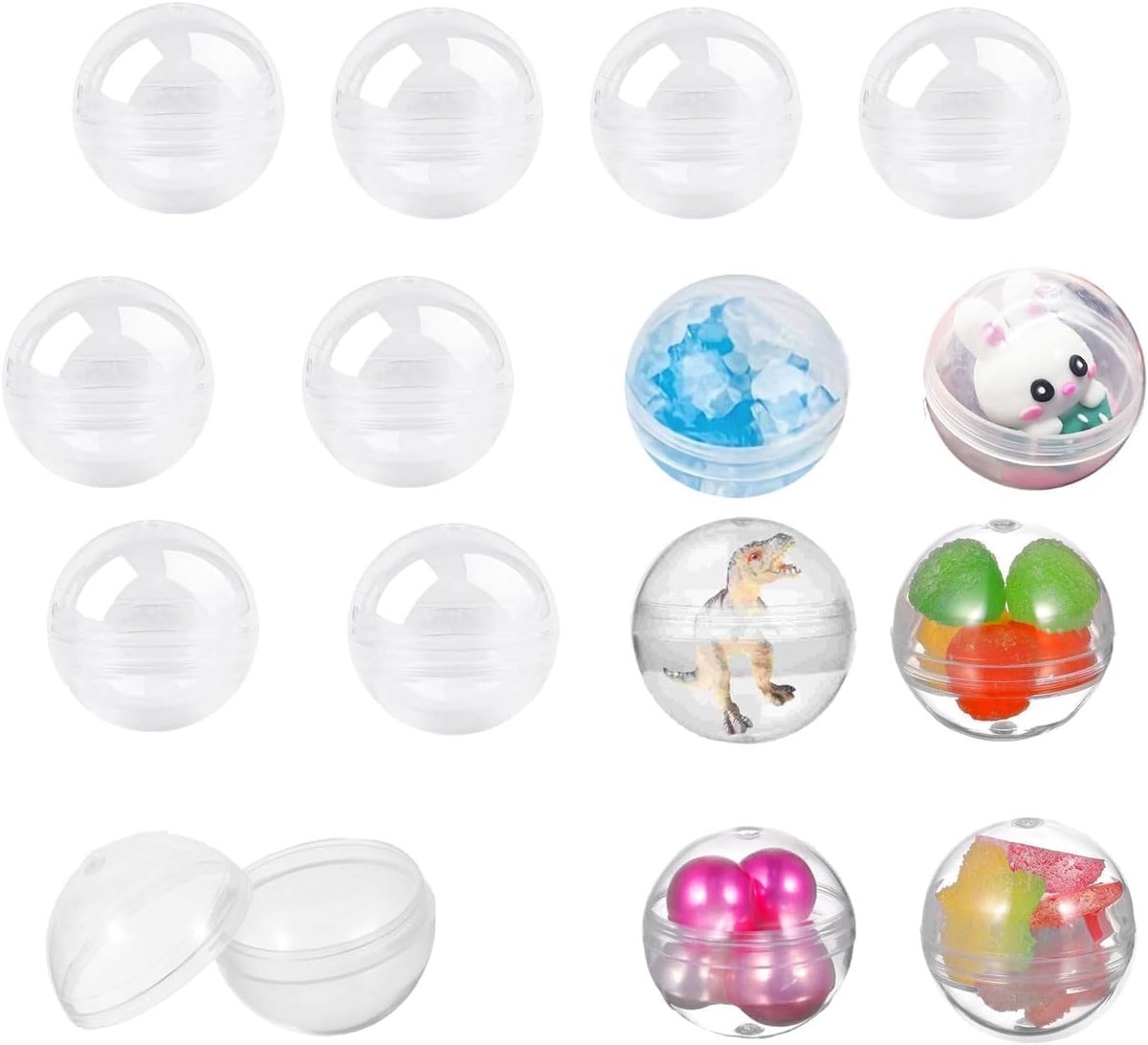 120 stuks kleine ronde capsules, kunststof ballen, kunststof ballen om te vullen, vulbare acrylballen, knutselballen van kunststof voor het vullen van kerstversiering en gadgets (transparant)