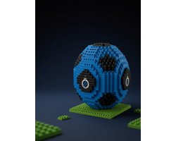Officieel gelicentieerde Club Brugge KV BRXLZ bouwset - 3D voetbal van bouwstenen, ca. 9,5 x 10 cm, blauw-zwart met clublogo