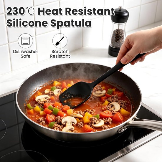 Deegschraper, Set Hittebestendige Spatels, 10Stk, Zwart — afbeelding 4