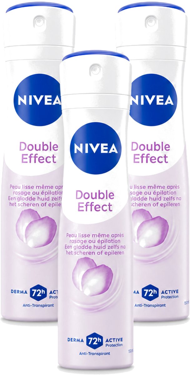 3 x Nivea - Deodorant - Spray - Double Effect - Anti-Transpirant - 150 ml - Bulkverpakking - 3 stuks