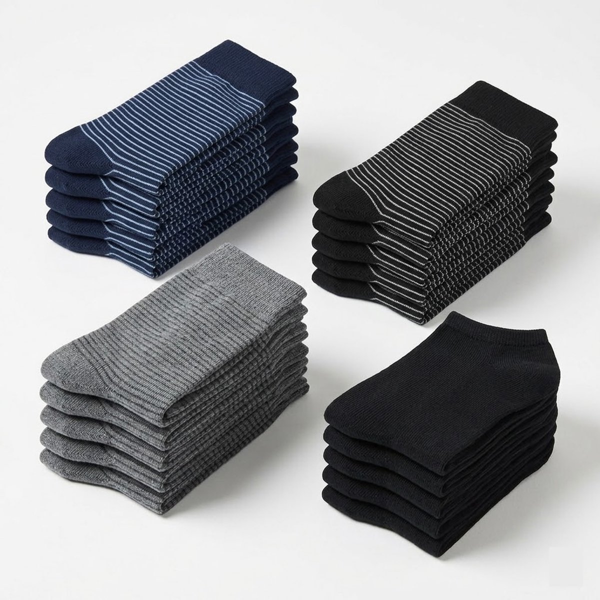 30 Paar - Gianvaglia - Voordeelverpakking - Herensokken - Dagelijkse Sokken & Sneakersokken - Katoen - Blauw & Zwart