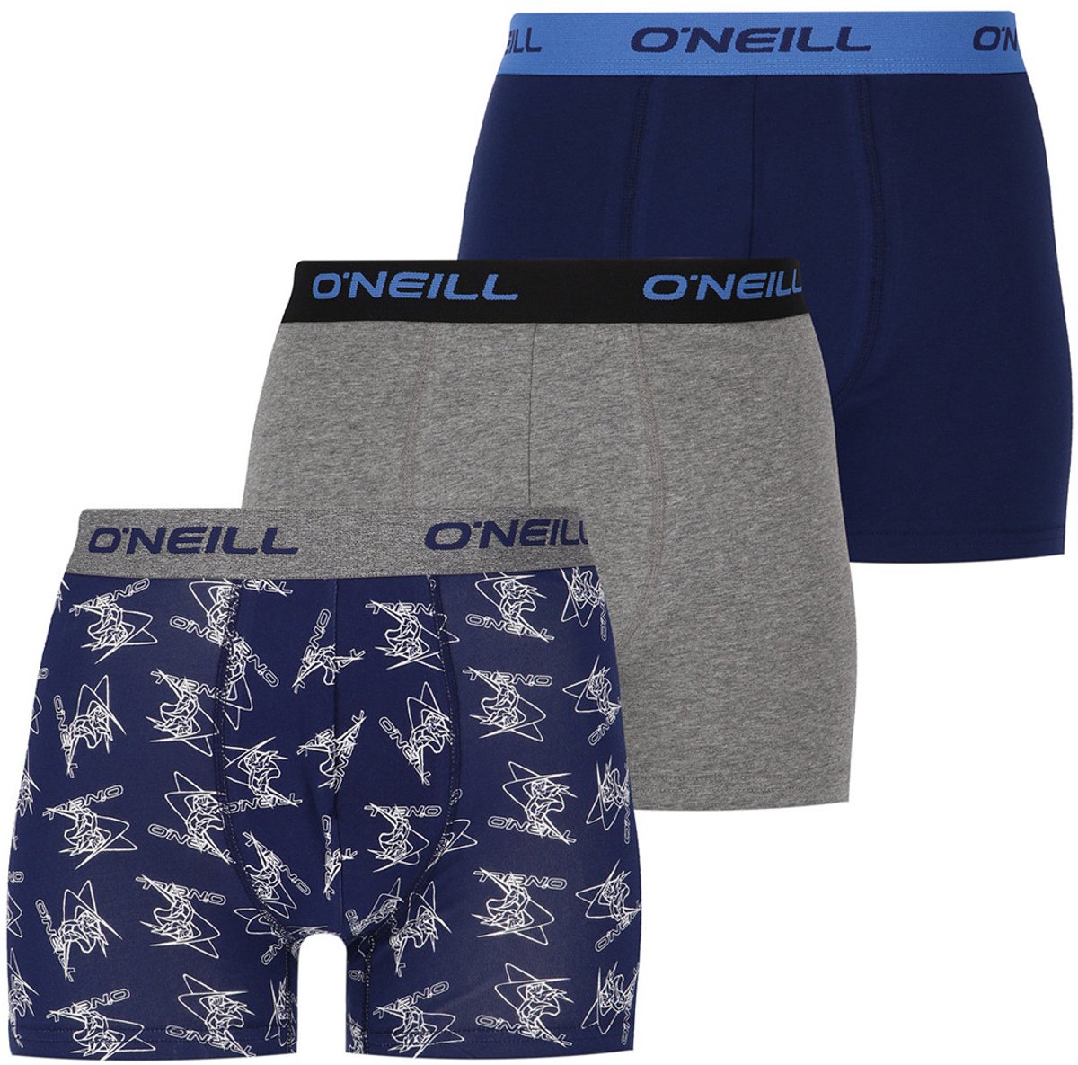 O'Neill 9-Pack – O’Neill Boxershorts – Heren – Katoen – Circle Surfer – Blauw & Grijs