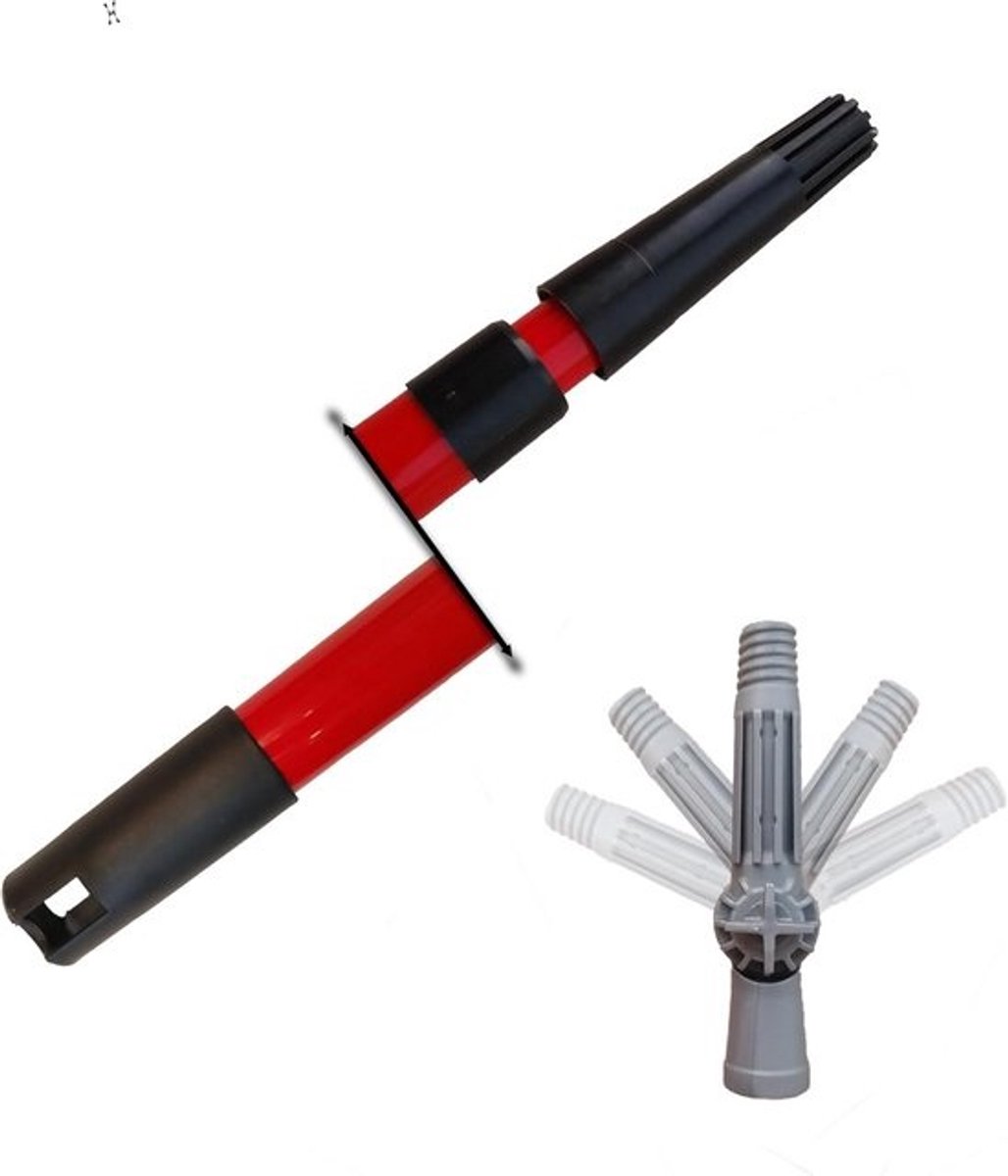 Telescoopstang - Uittrekbare stang - Hoge oppervlakken bereiken - Beweegbare punt - 4 meter - Rood