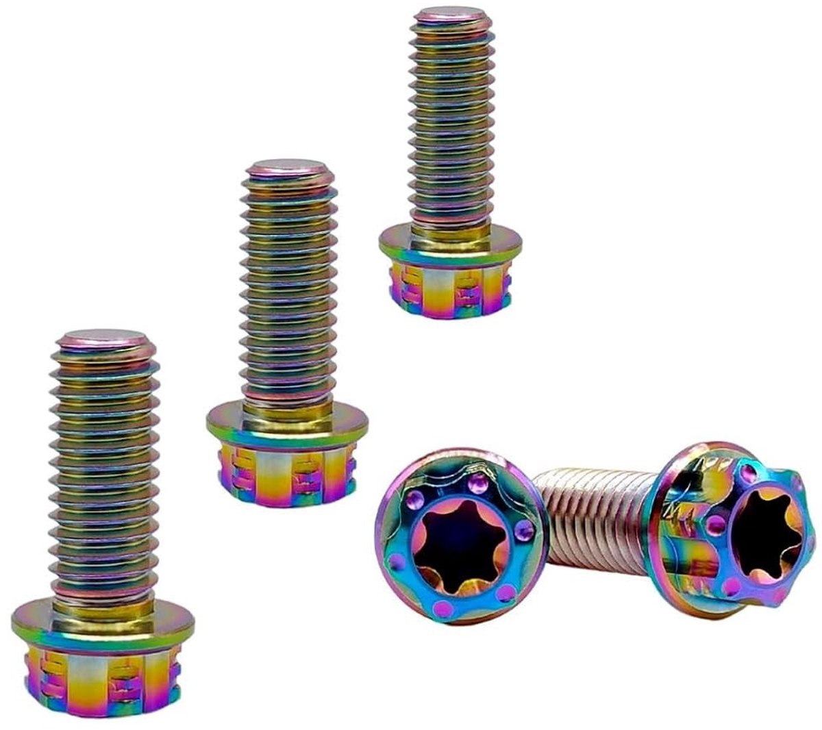 Titanium Flensschroeven M8 x 1.3 x 20mm, 5 Stuks Torx Hoofd, Hex Hoofd en Schroefdraad Bevestigingen voor Motorfietsen, Duurzaam en Lichtgewicht