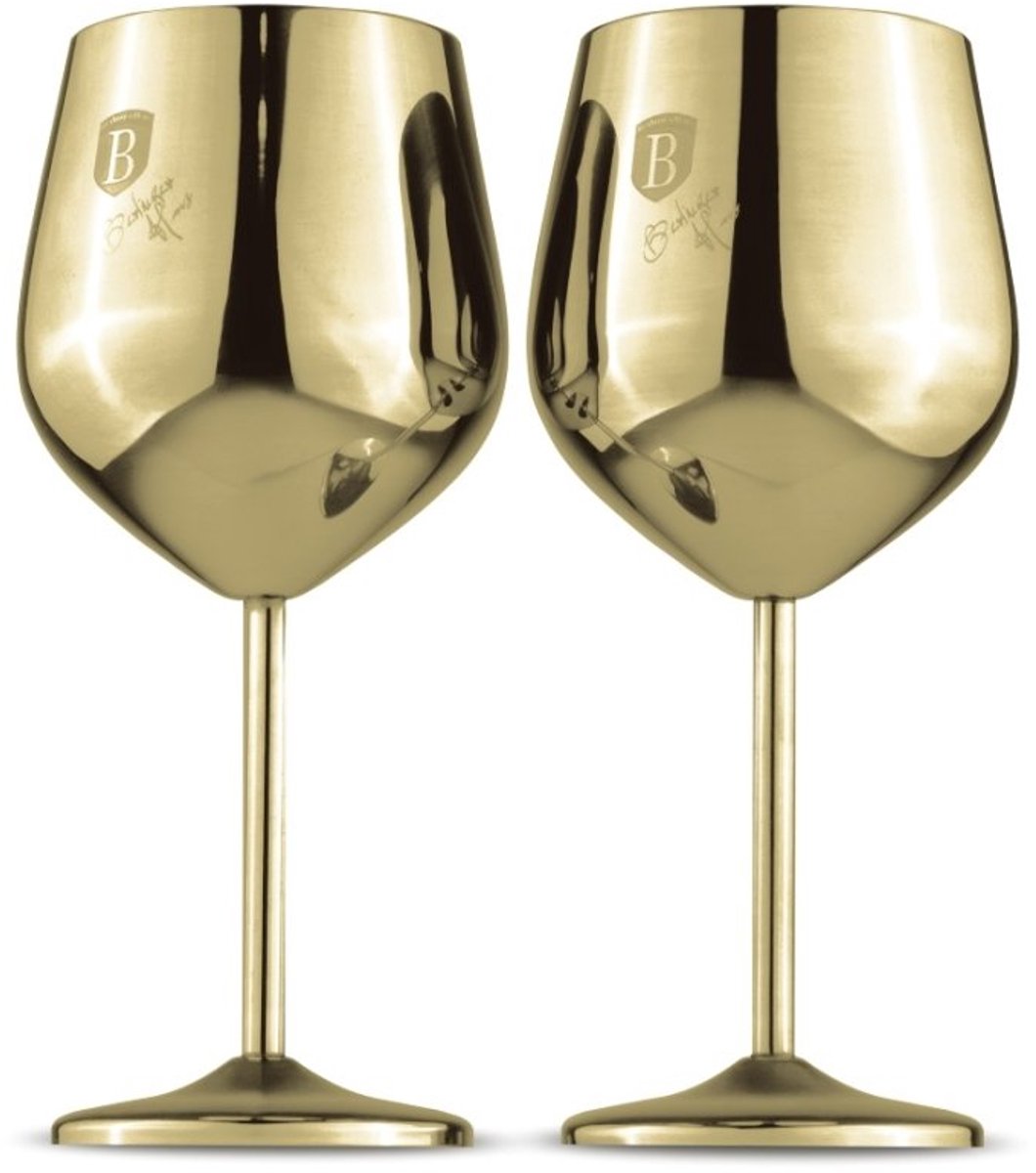 Set van 2 wijnglazen van 400 ml, Gold