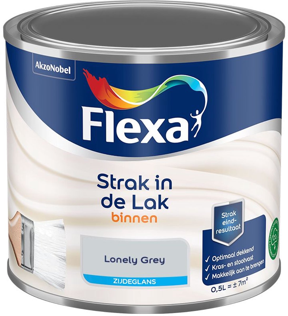Flexa - Strak In De Lak Binnenlak Zijdeglans - Lonely Grey - 500 Ml - Kleur Van Het Jaar 2027