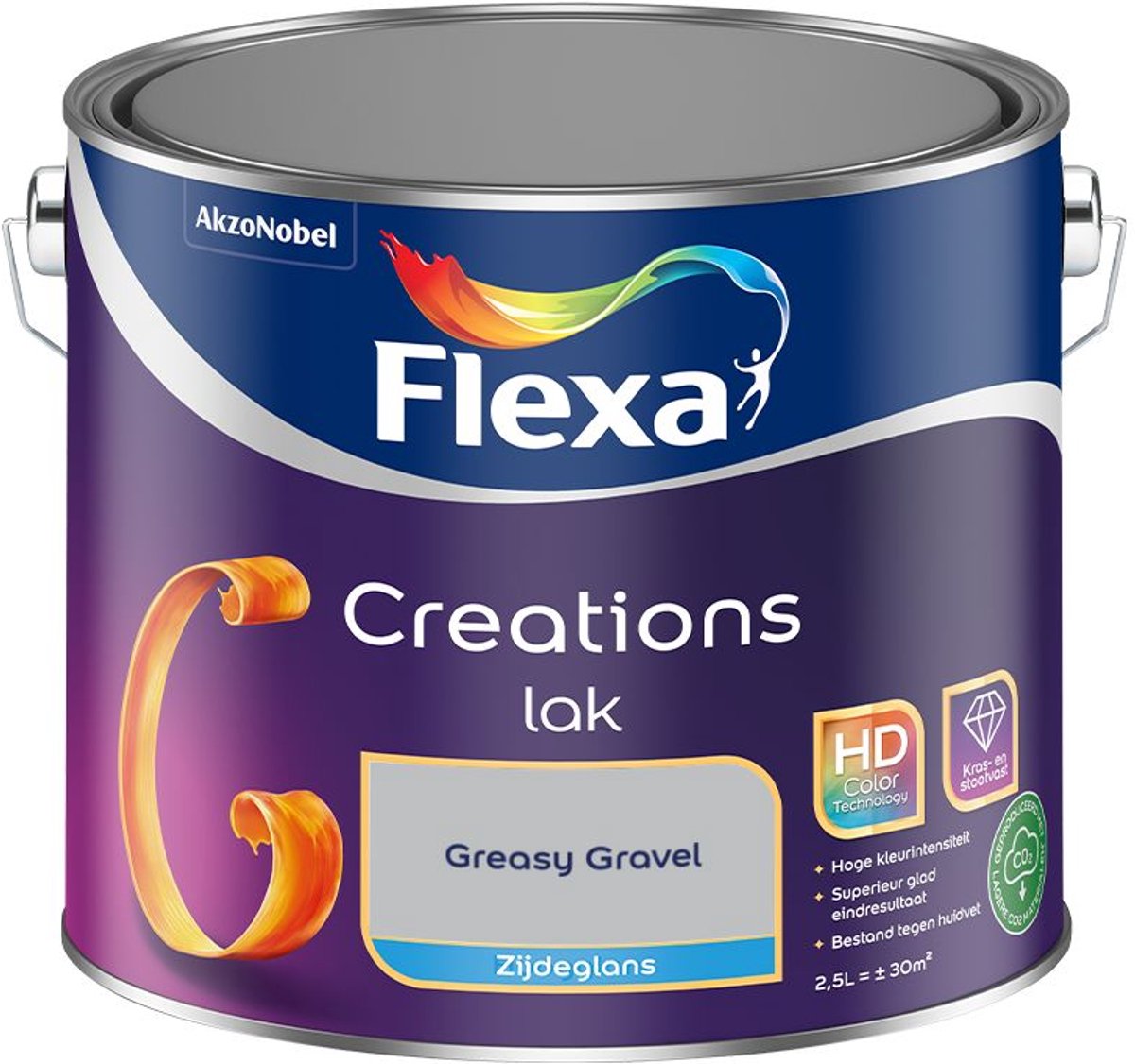 Flexa - Creations Lak Zijdeglans - Greasy Gravel - 2,5 L - Kleur Van Het Jaar 2027