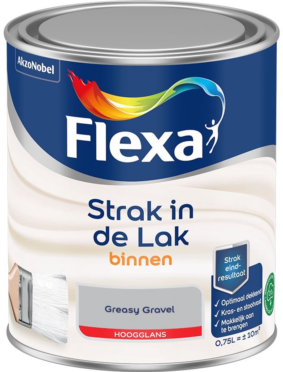 Flexa - Strak In De Lak Binnenlak Hoogglans - Greasy Gravel - 750 Ml - Kleur Van Het Jaar 2027