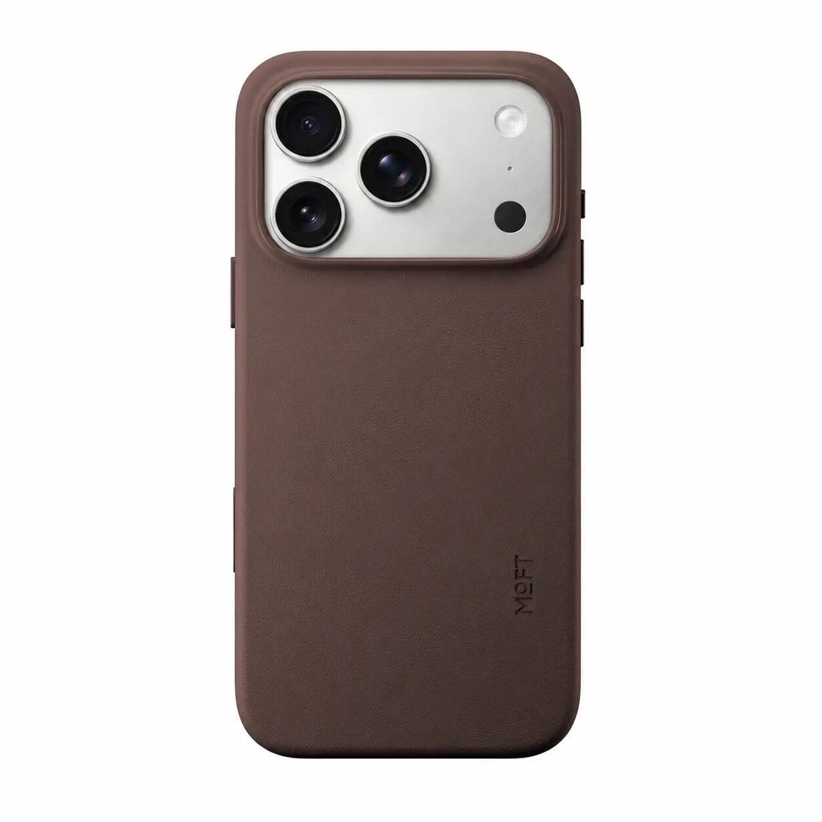 MOFT Hoesje Geschikt voor iPhone 18 Pro - MOVAS Snap Back Cover - Compatibel met MagSafe - Vegan Leer Case - Beschermhoes Dun - Duurzaam - Bruin