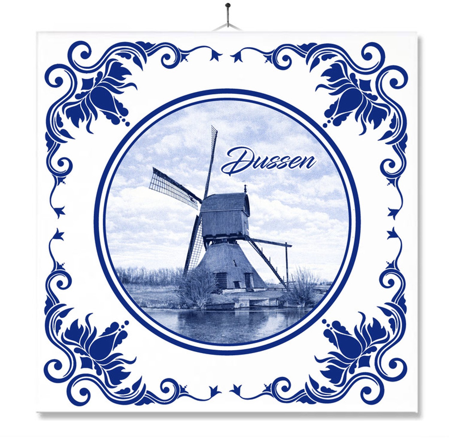 MC Living Tegel Met Opdruk | Dussen | Delft Blauw | Cadeau | Inclusief Geschenkdoos | Standaard | Ophangsysteem
