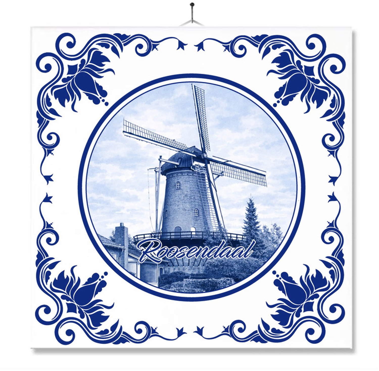 MC Living Tegel Met Opdruk | Roosendaal | Delft Blauw | Cadeau | Inclusief Geschenkdoos | Standaard | Ophangsysteem Ontwerp 8