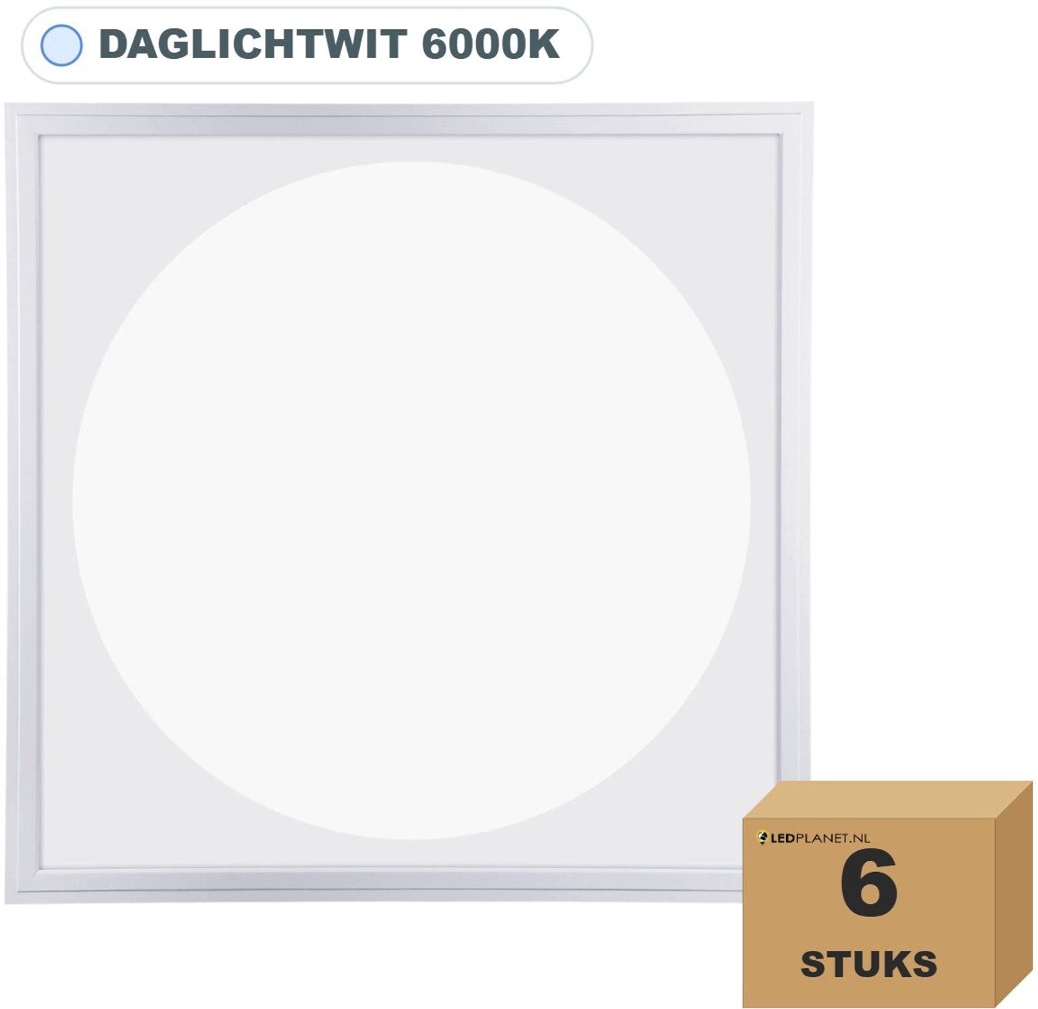 Tsong LED paneel 60x60 cm rond lichtvlak - 6 stuks - 36W - Daglichtwit 6000K - 3600 lm - CRI80 - 230V