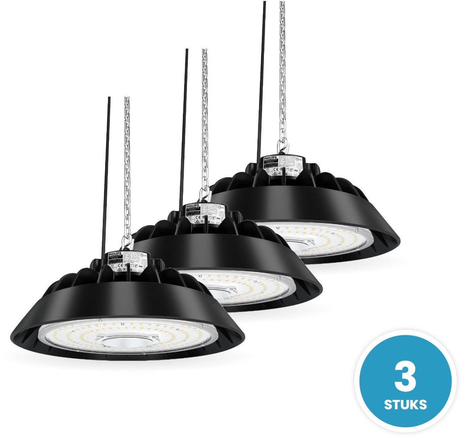 Tsong UFO LED Highbay 200W - 30000 Lumen - Koelwit 4000K - Dimbaar - 3 stuks