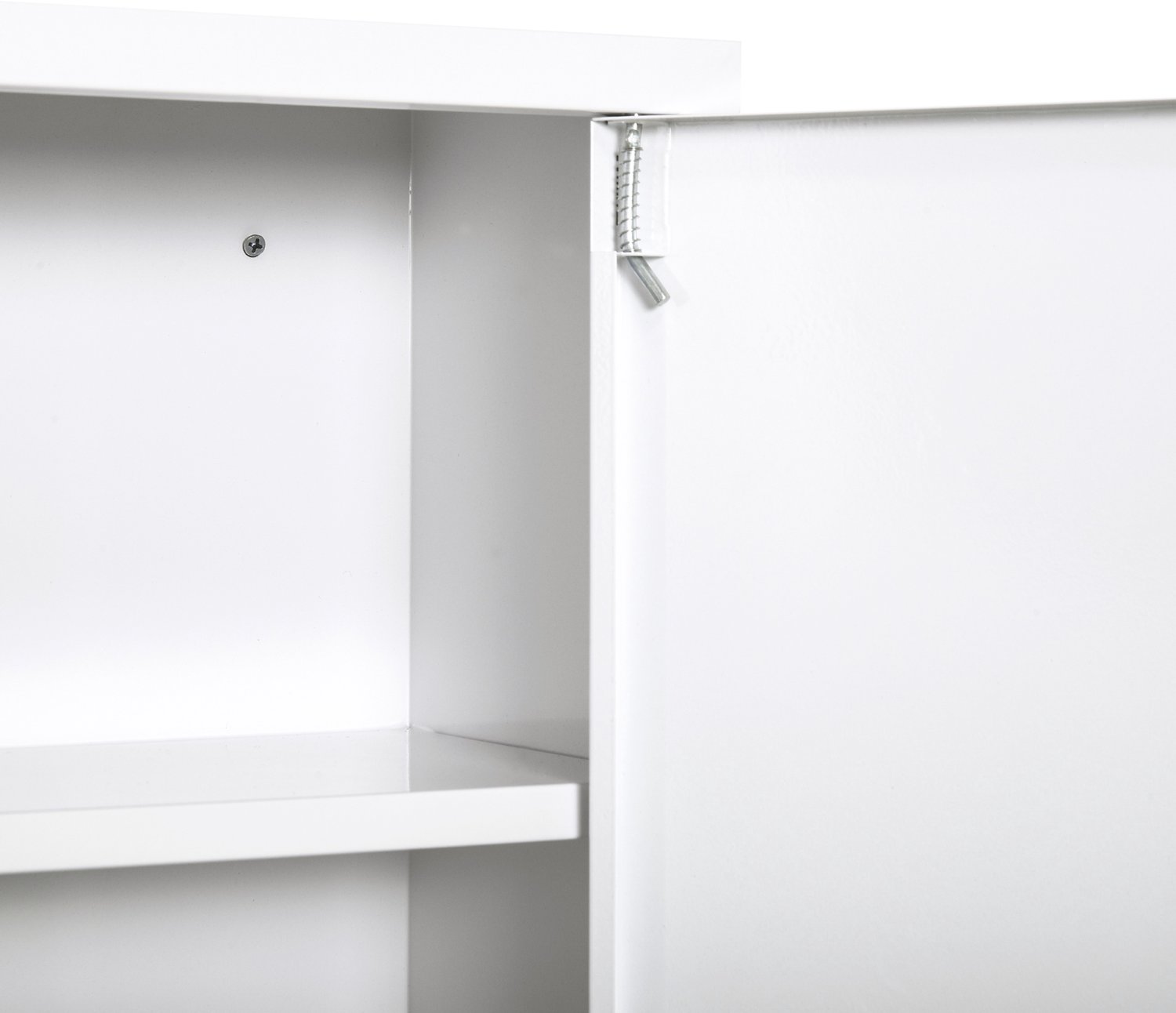 Medicijnkast - Afsluitbare Wandkast Met Drie Opbergniveaus - Voor Badkamer En EHBO-Benodigdheden - Staal - 40x18x60 Cm - Wit