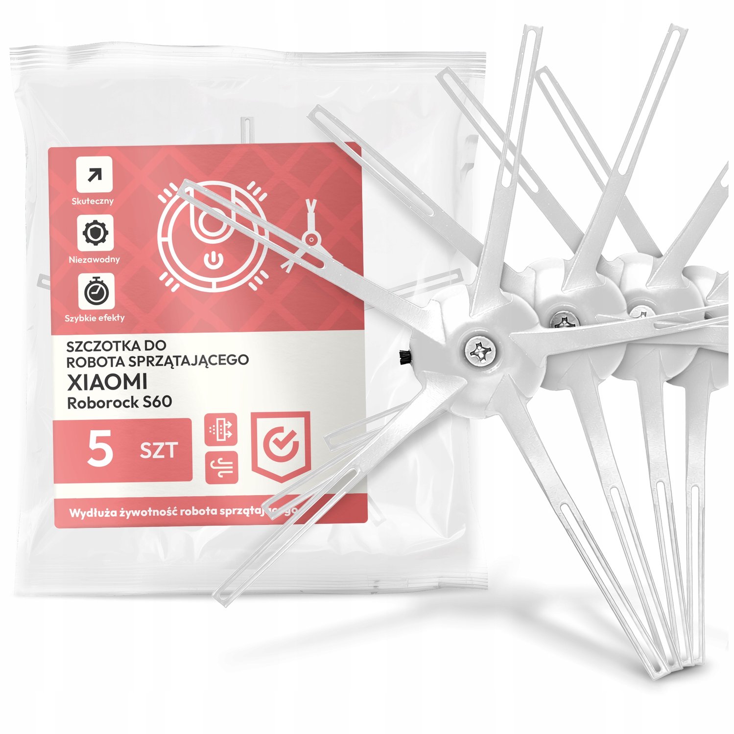 5x Zijborstel voor Xiaomi Roborock S60 Stofzuigerrobot