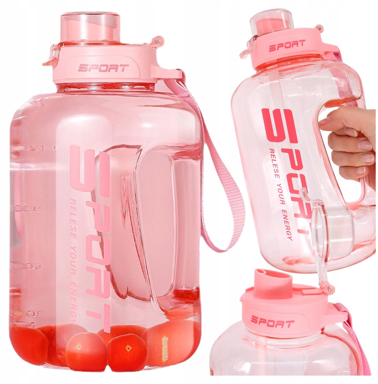 Motiverende Sport Drinkfles 1.7L met Rietje, Maatstreep & Handvat - Lekvrij