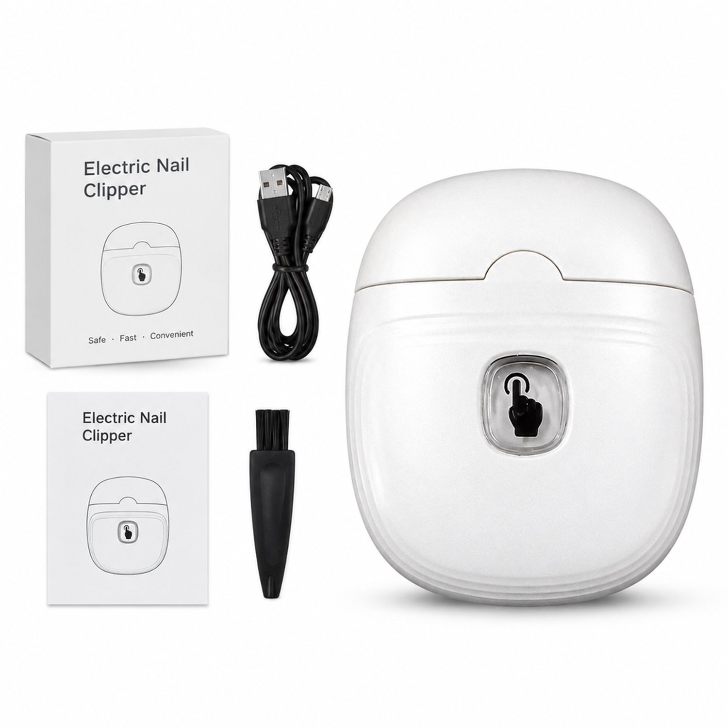 elektrische nagelknipper - 2 snelheden - USB-oplaadbaar - voor dagelijks en thuisgebruik - met laadkabel, borstel en handleiding