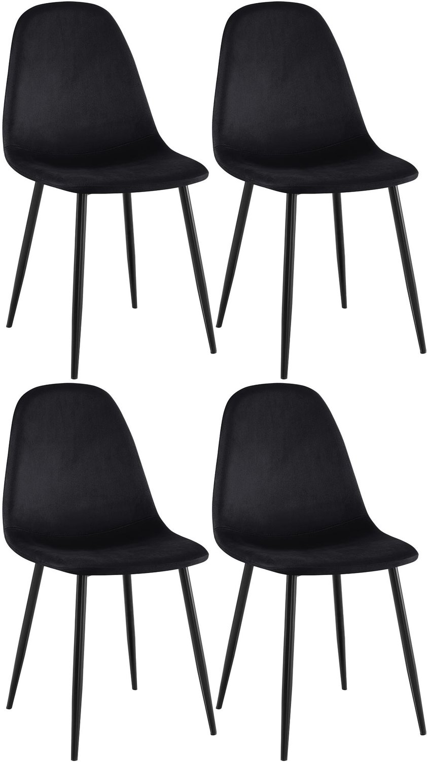 Luxe Comfort Verona 0082 eetkamerstoelen (set van 4) - fluweel - zwart Fluweel/zwart