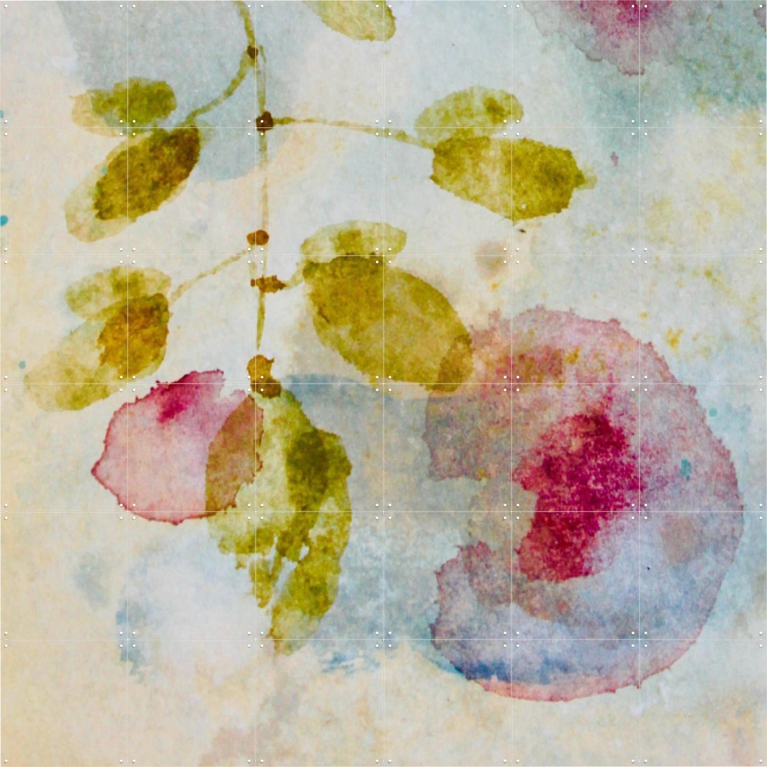 IXXI Just Love, RAR Kramer - 120 x 120 cm - Grote wanddecoratie en posters - Aquarel, Abstract, Gemengde Technieken, Slaapkamer, Woonkamer, Gang Blauw / Roze / Groen