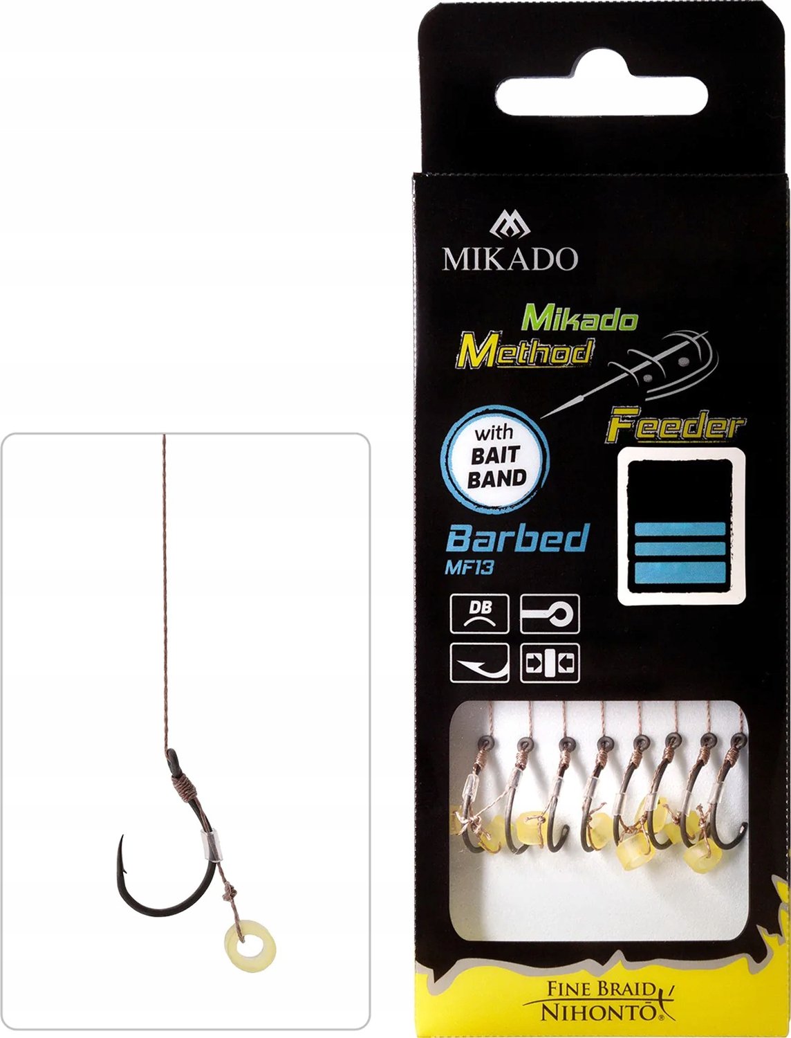 Mikado Hengel Haken Maat 10 met Elastiek voor Methode Vissen (8 stuks)