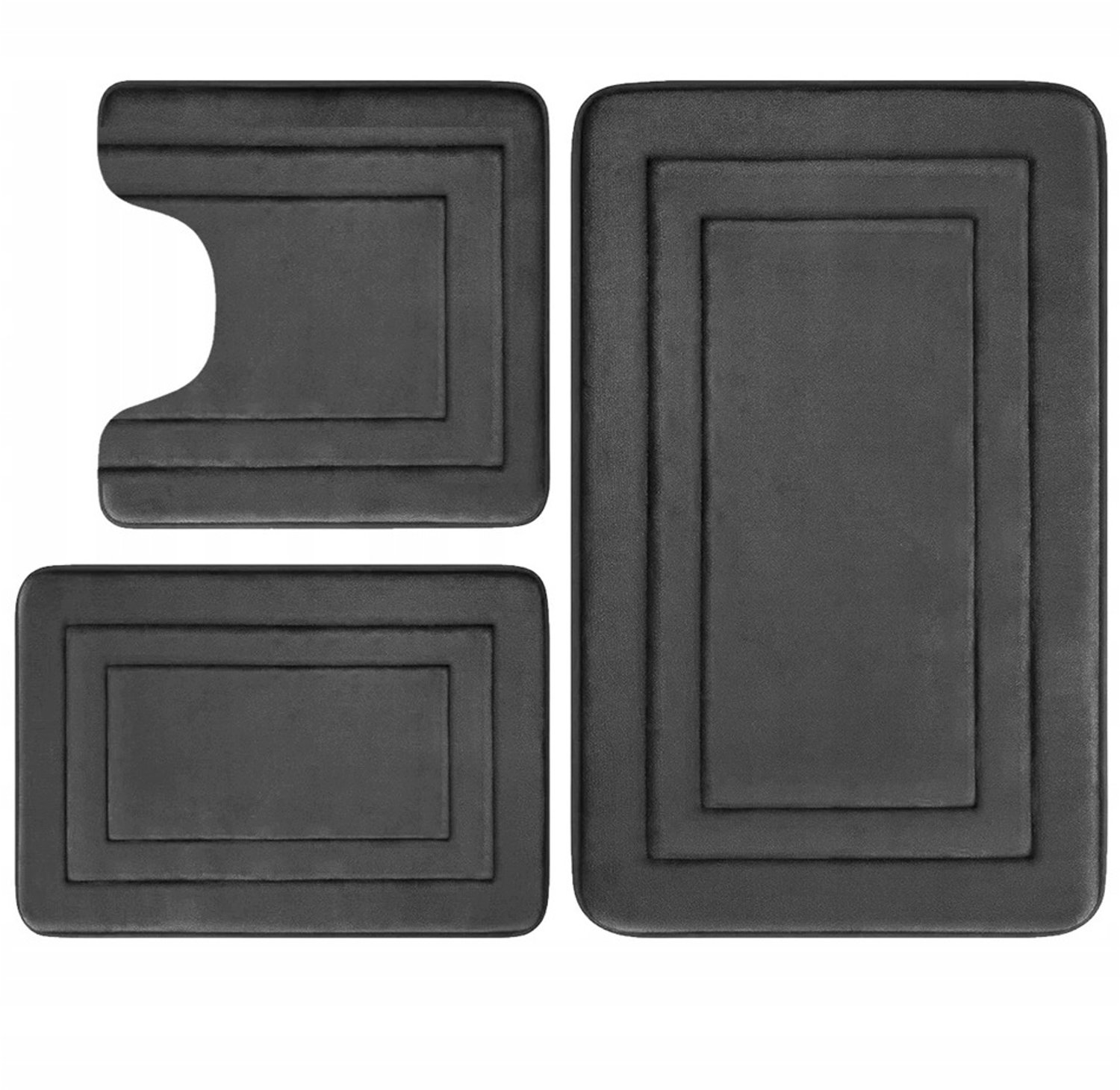 3-delige set donkergrijze badmatten, absorberend en antislip