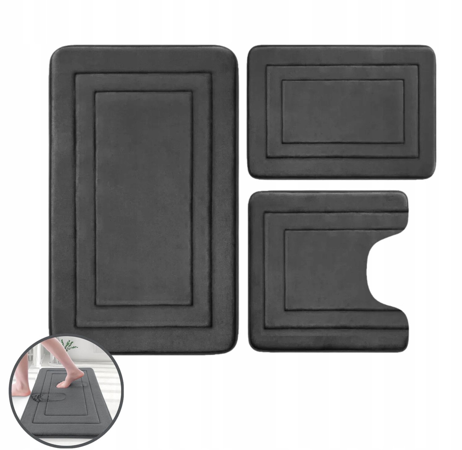 3-delige Antislip Badkamermat Set - Zacht en Absorberend