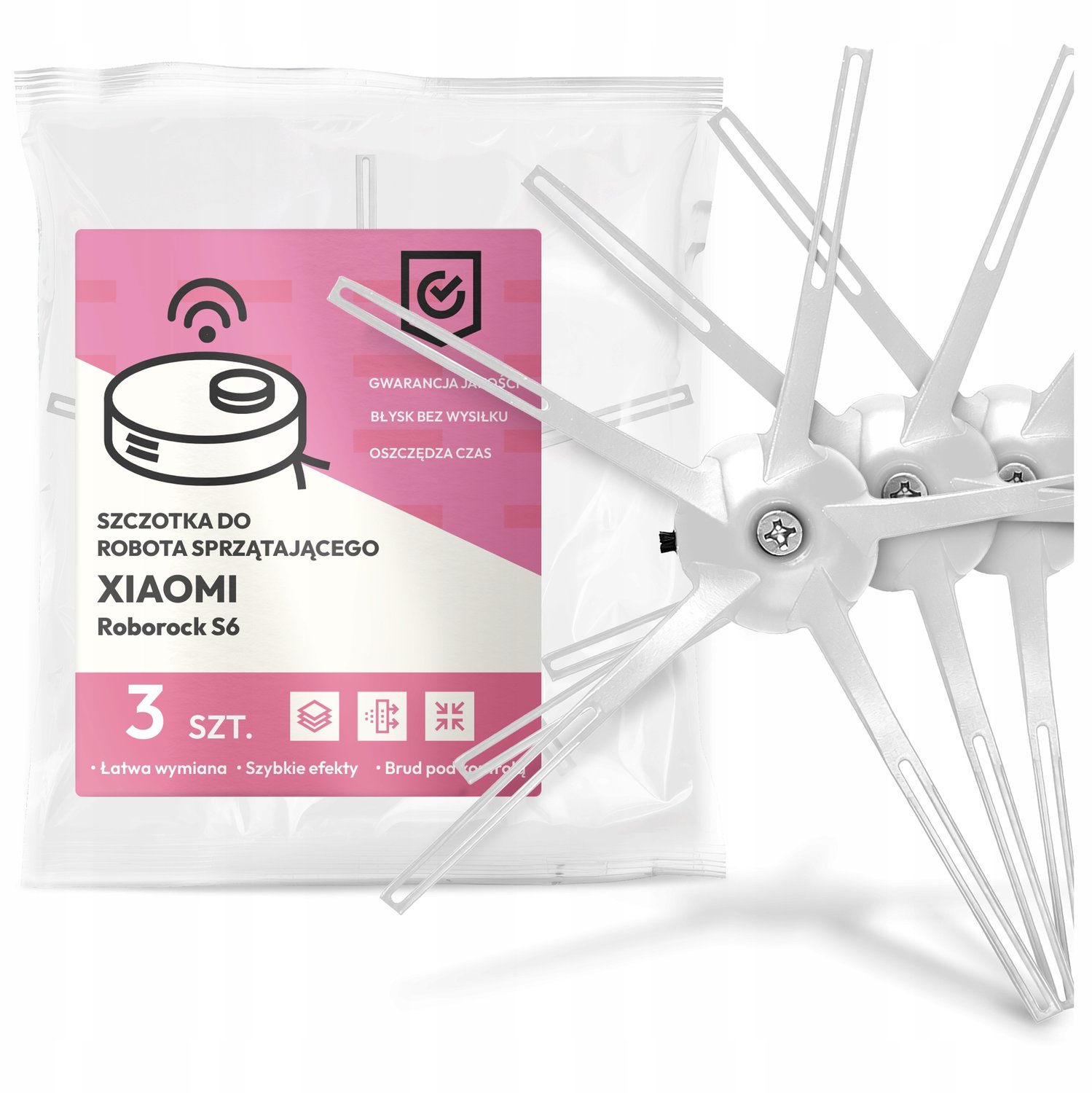 3x Zijborstel voor Xiaomi Roborock S6 Stofzuigerrobot
