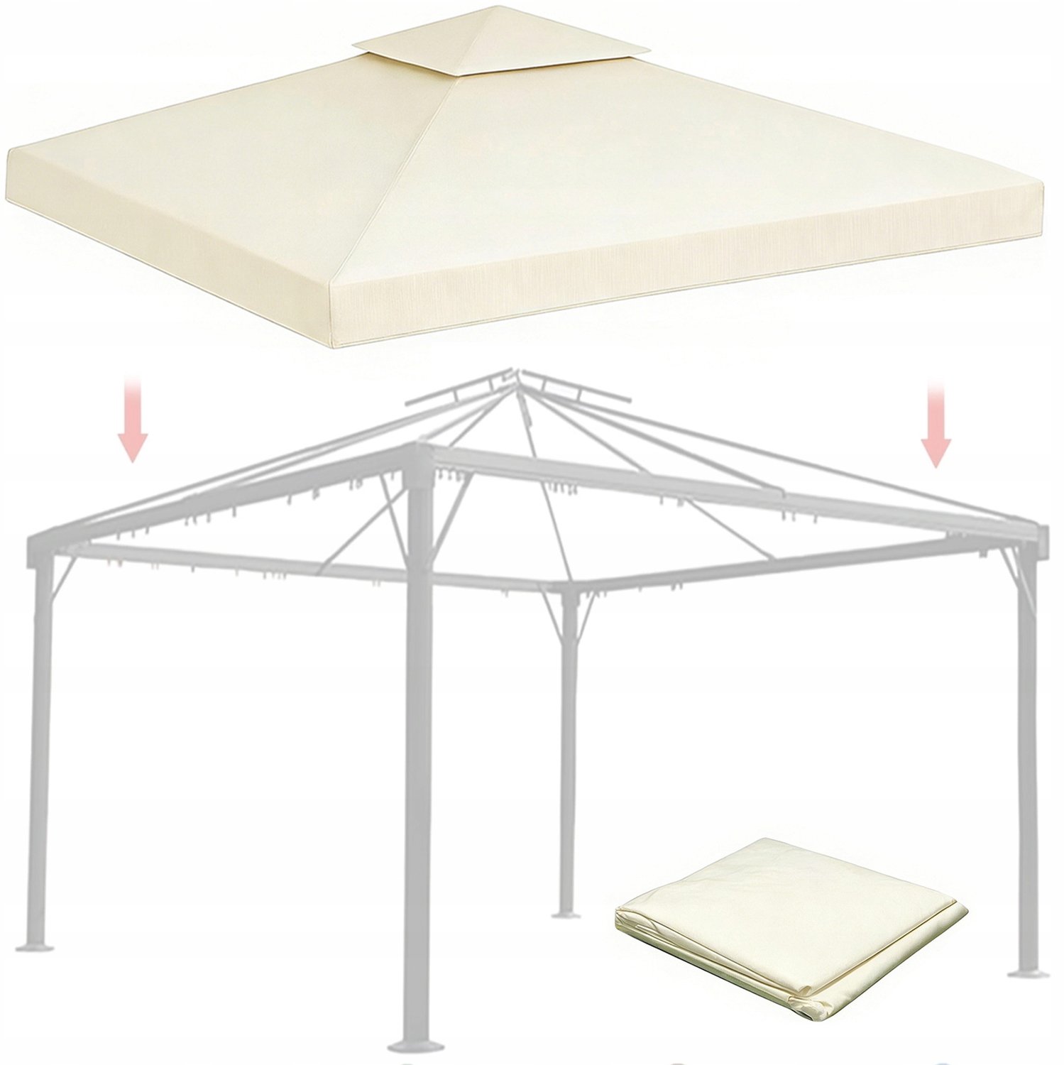 Merkloos Tuinpaviljoen Dakhoes Beige 3x3m Waterdicht UV-bescherming