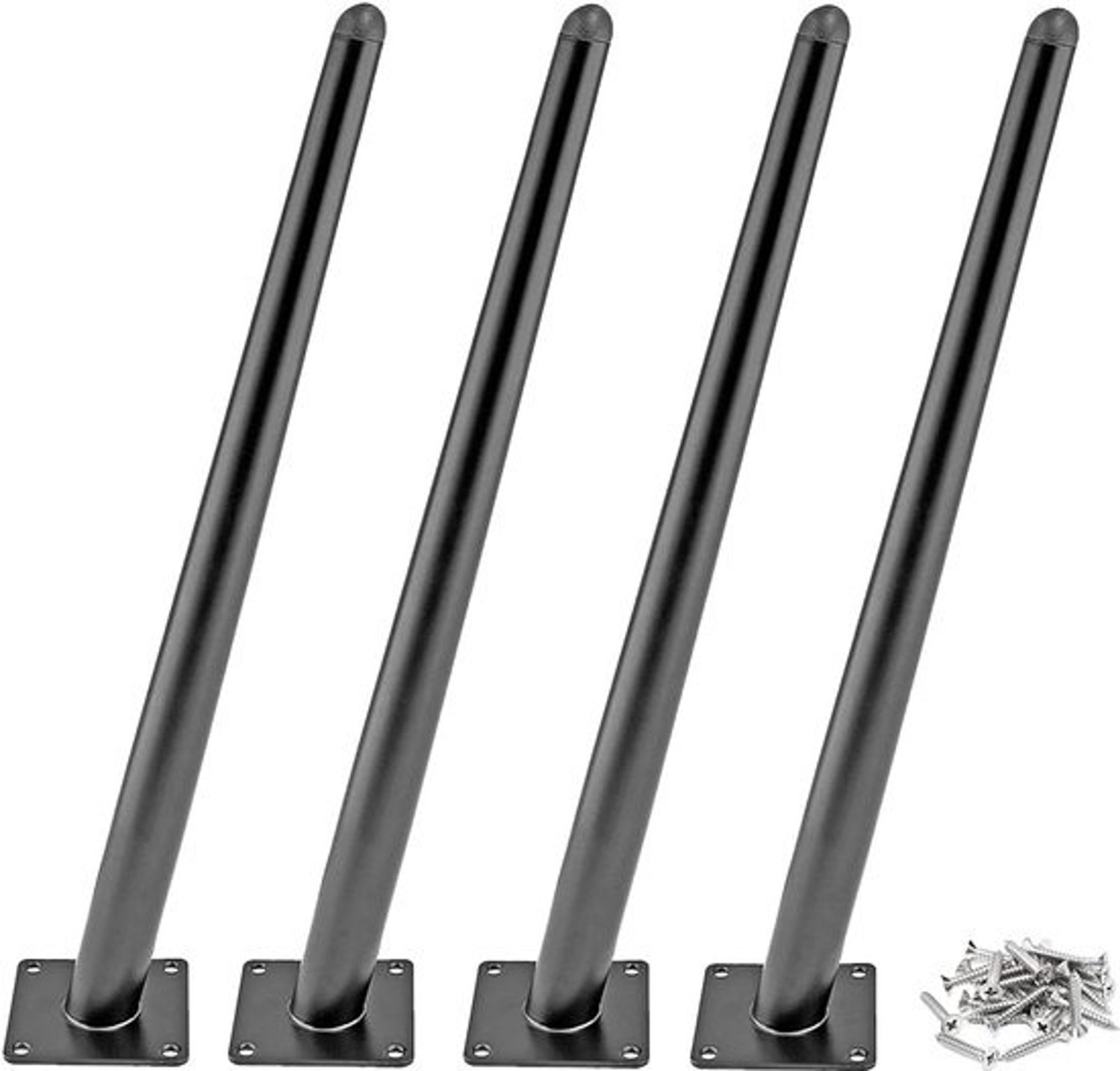4x schuine tafelpoten - zwart metaal - 72 cm hoog, kegelvormig, voor eettafel of bureau