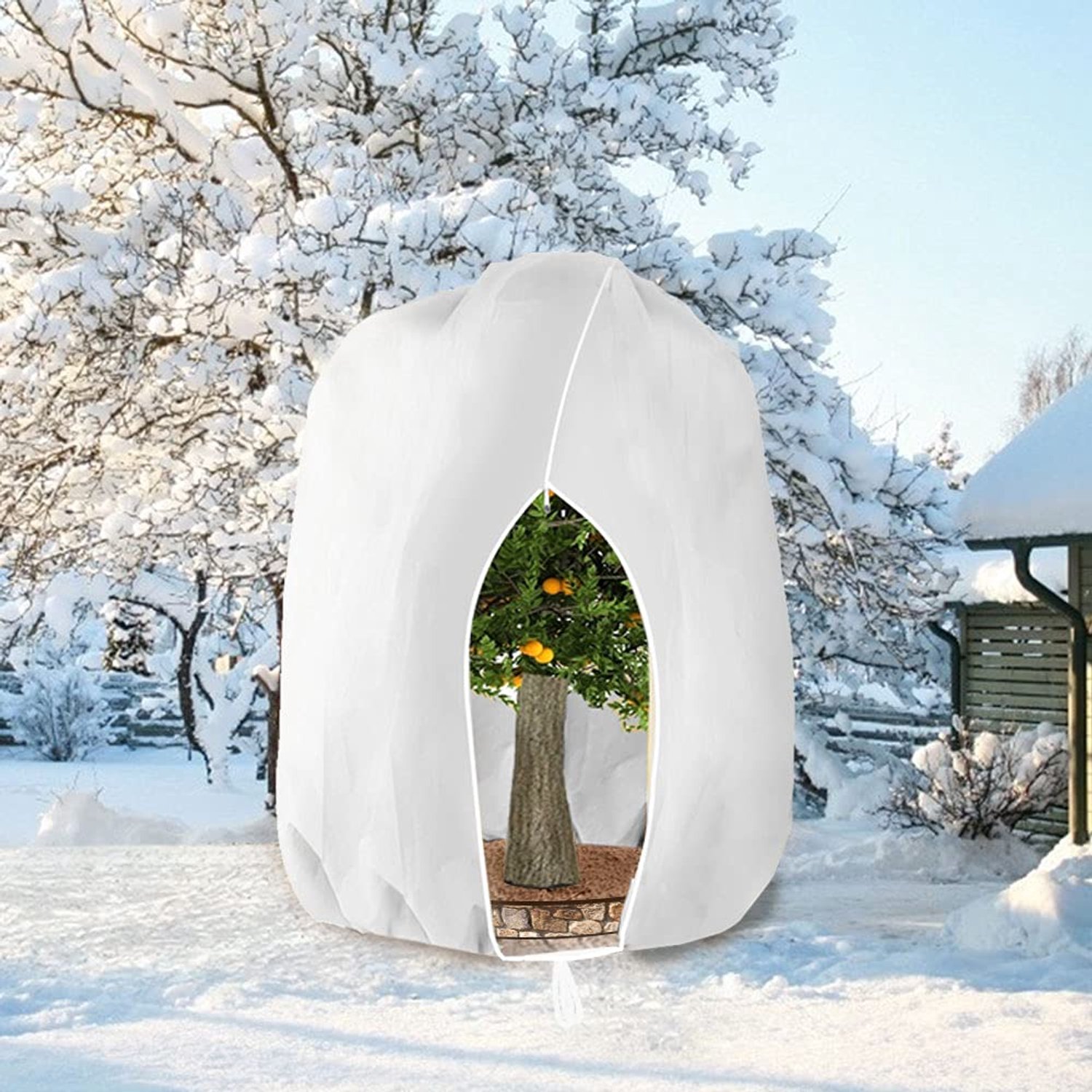 Famanu - Winterschuilplaats voor planten - Beschermt tegen vorst - Ademend en scheurvast materiaal - Wit 1 stuk