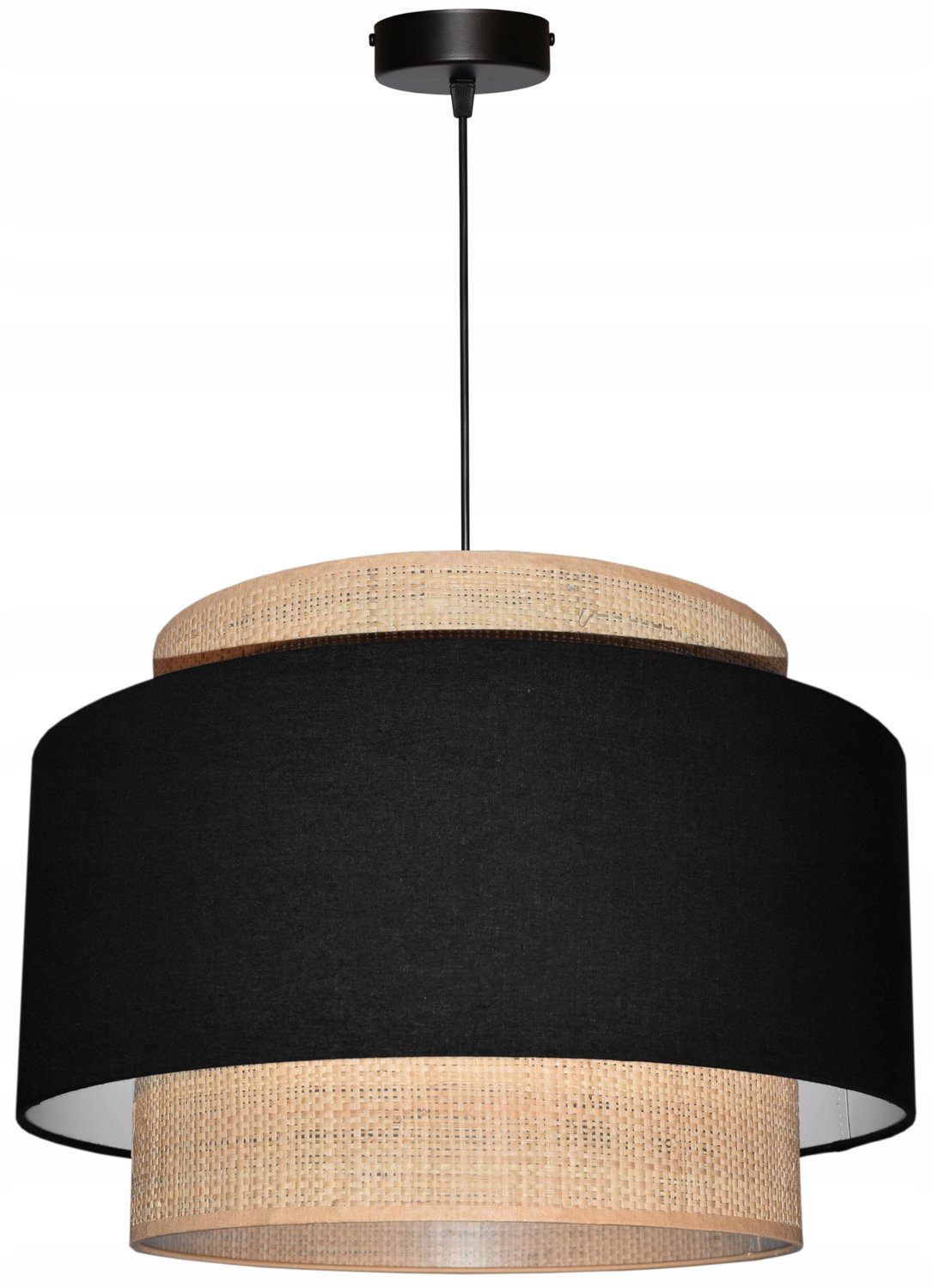 Zwarte Hanglamp Raffia E27 35cm Boho Stijl